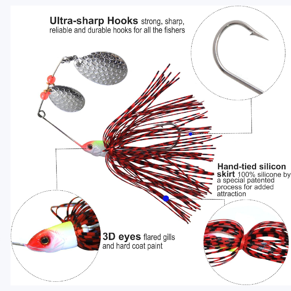 6pcs Spinnerbait Fishing Lures - Fishing Equipment Shop recensie en prijs